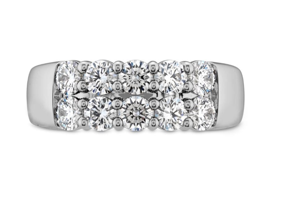 Hearts on Fire Signature Double Row Band in 18K White Gold (1.17ctw) - MJ Christensen Diamonds
