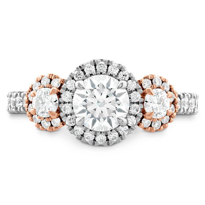 Hearts on Fire Three Stone Integrity Semi - Mount Engagement Ring in 18K White Gold (.62ctw) - MJ Christensen Diamonds