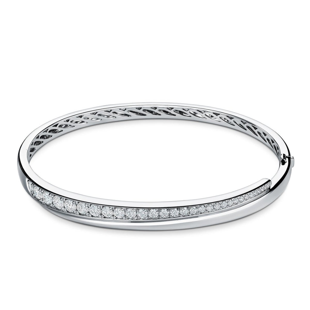 Hearts on Fire Vela Crossover Bangle Bracelet in 18K White Gold (1.18ctw) - MJ Christensen Diamonds