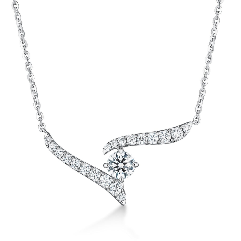 Hearts on Fire Vela Crossover Pendant Necklace in 18K White Gold (0.31ctw) - MJ Christensen Diamonds