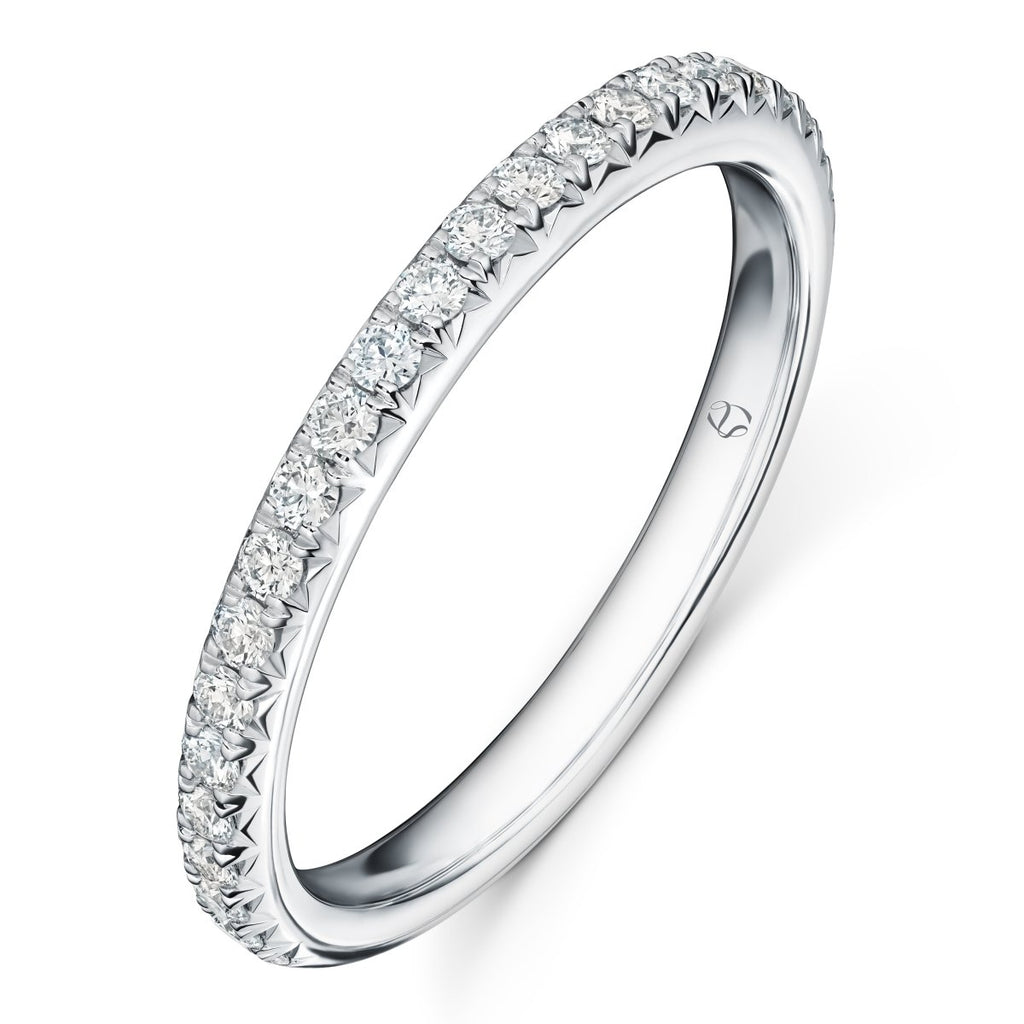 Hearts on Fire Vela French Pave Anniversary Band with 1.00ctw GH/VS Diamonds in Platinum (0.32ct) - MJ Christensen Diamonds