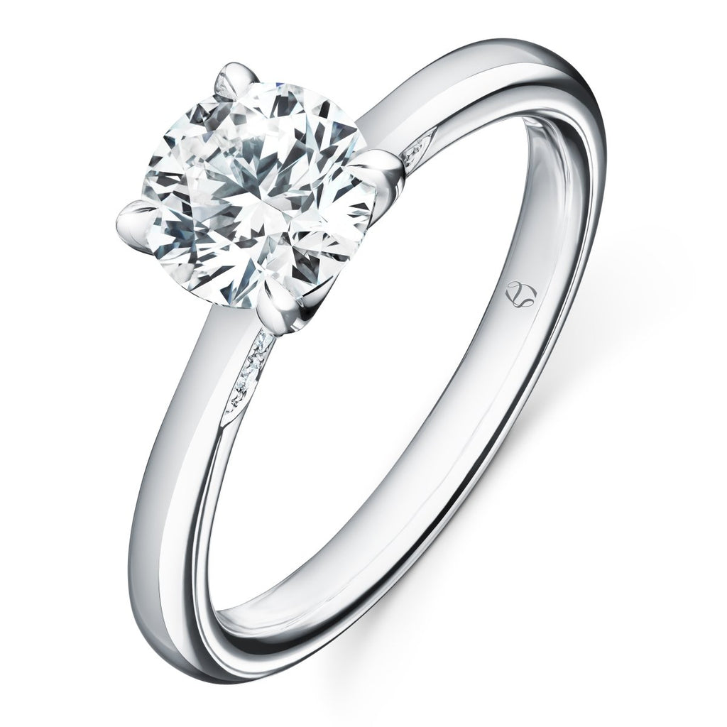 Hearts on Fire Vela Solitaire Engagement Ring with 1.06ct H/VS2 Diamond in Platinum - MJ Christensen Diamonds