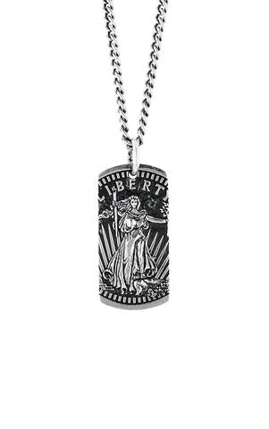 Liberty Dog Tag Men's Pendant Necklace in Sterling Silver - MJ Christensen Diamonds