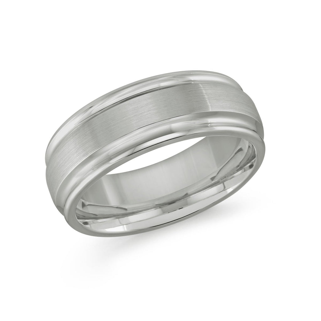Malo 8mm Tungsten Satin Center Brushed Edge Band in 10 (Tungsten) - MJ Christensen Diamonds