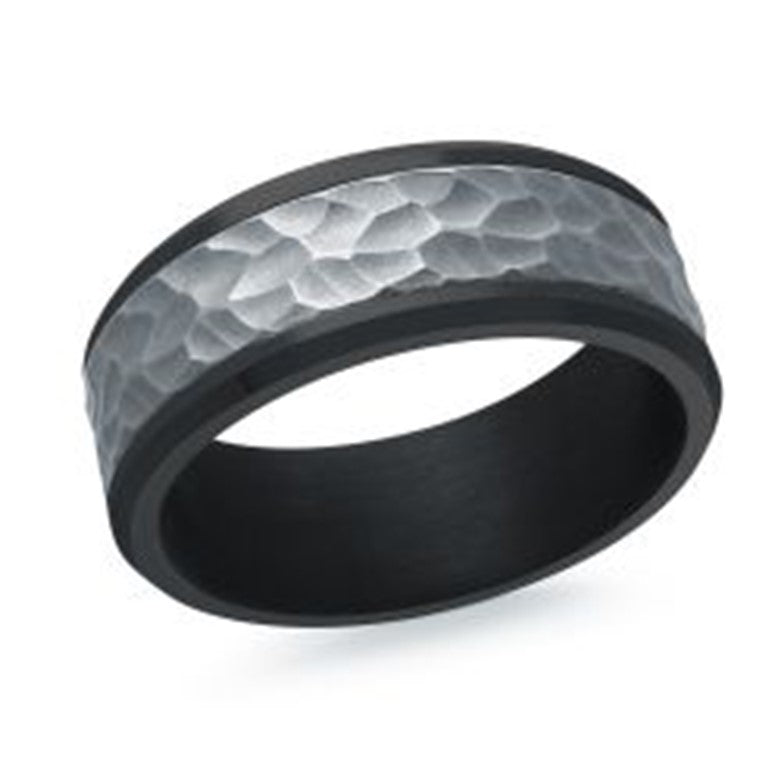Malo Hammered Titanium Band with Tantalum Edge in Size 9.5 - MJ Christensen Diamonds