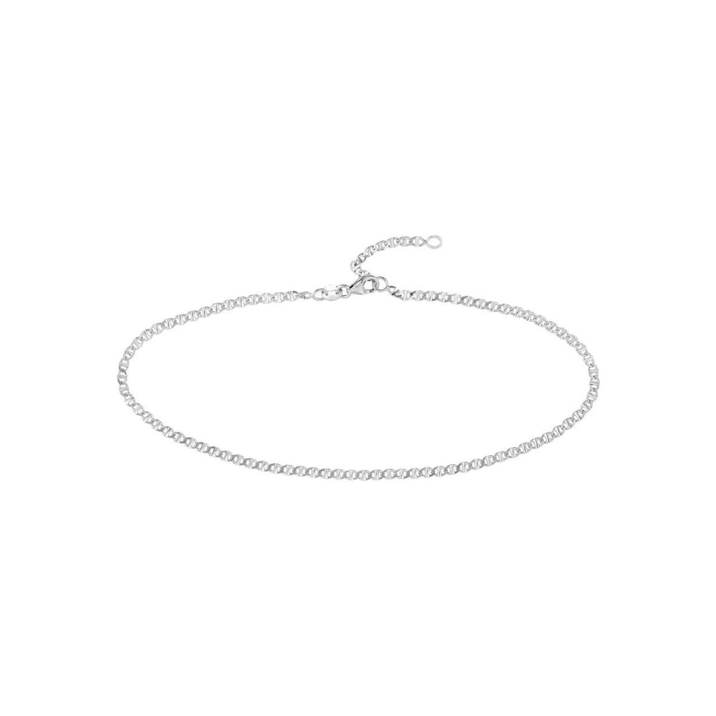 Mariner Link Anklet in 14K White Gold (2.20mm, 10" Adjustable) - MJ Christensen Diamonds
