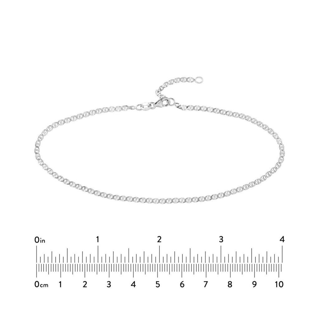Mariner Link Anklet in 14K White Gold (2.20mm, 10" Adjustable) - MJ Christensen Diamonds