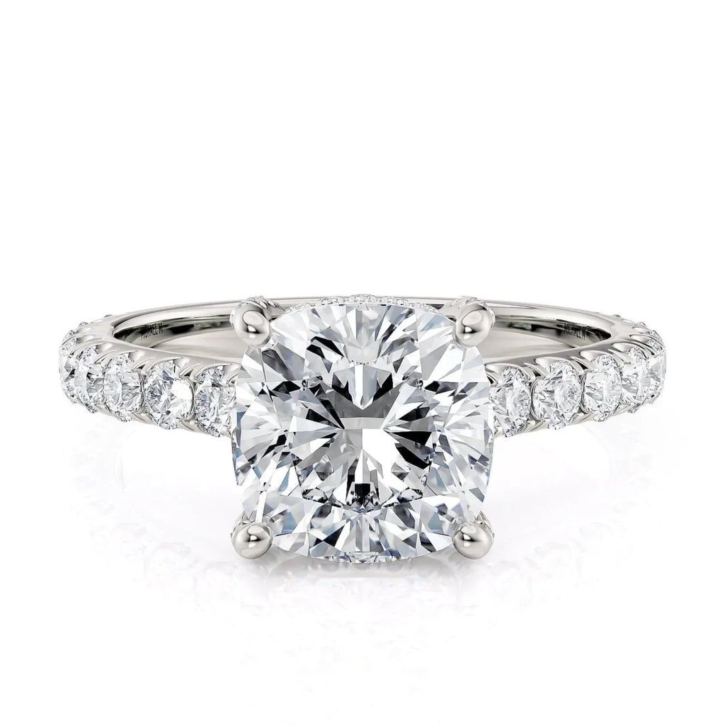 Michael M Diamond Hidden Halo Semi - Mount Engagement Ring in 18K White Gold (0.68ctw) - MJ Christensen Diamonds