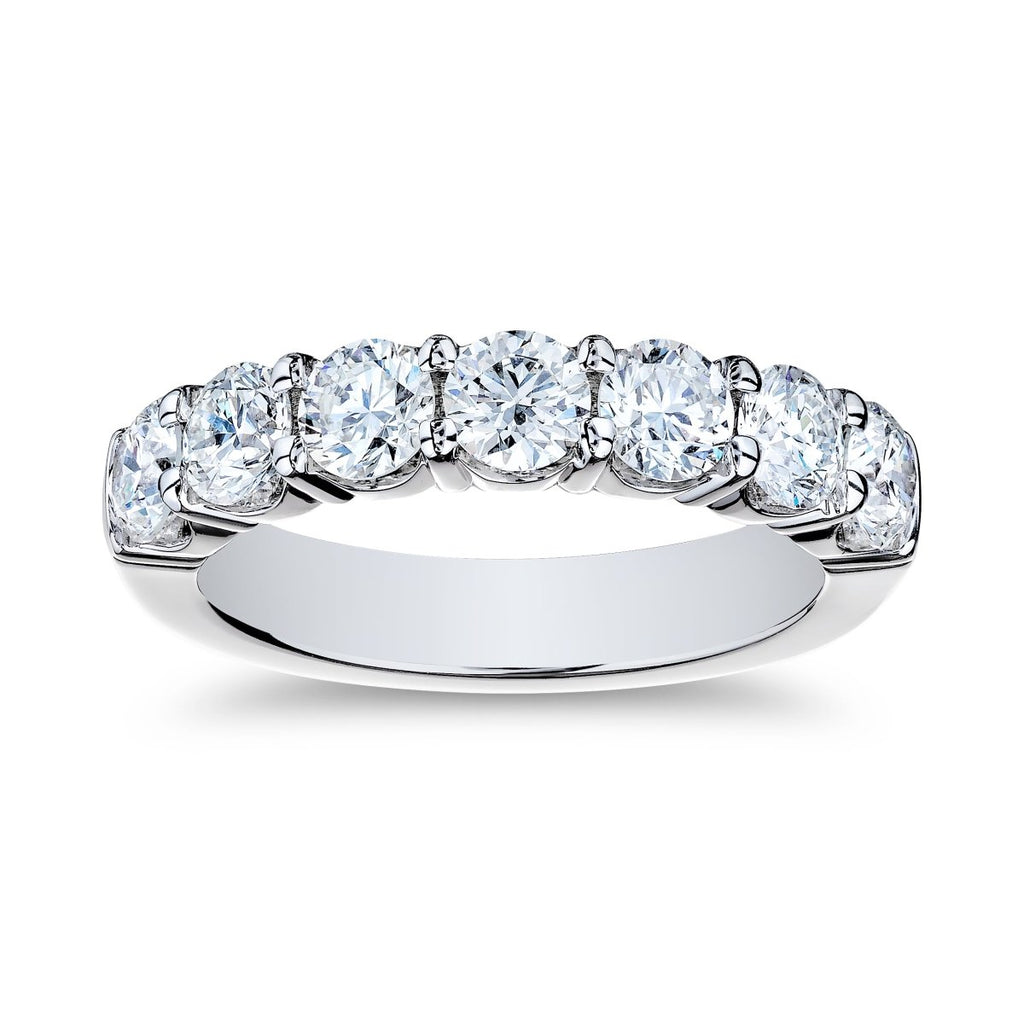 Michael M Round Diamond G/VS 7 Stone Double Shared Prong Anniversary Band in 18K White Gold (1.75ctw) - MJ Christensen Diamonds