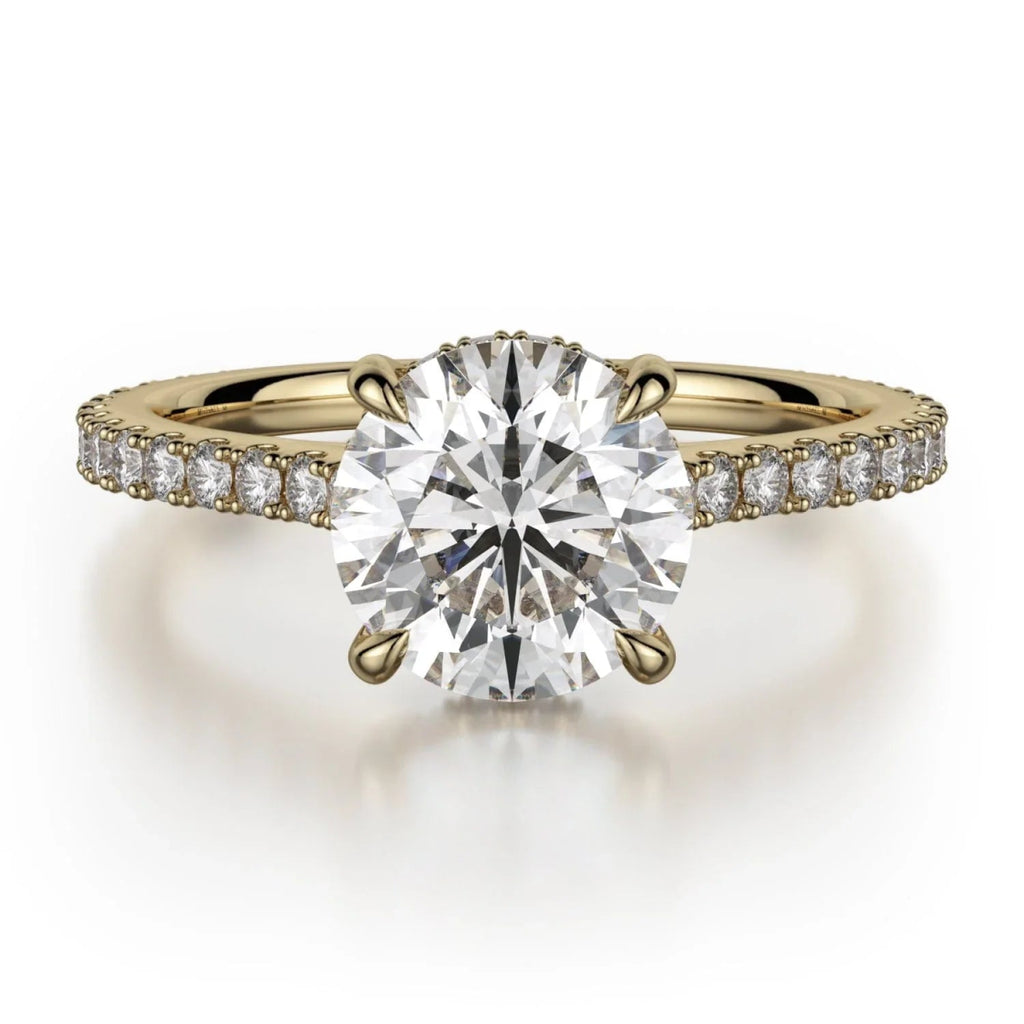 Michael M Round Diamond Semi - Mount Cathedral Engagement Ring in 18K Yellow Gold (0.36ctw) - MJ Christensen Diamonds