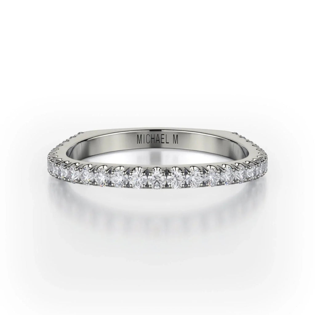 Michael M Round Natural Diamond 8mm Slightly Curved Euroshank Ann Band in 18K White Gold (0.4ctw) - MJ Christensen Diamonds