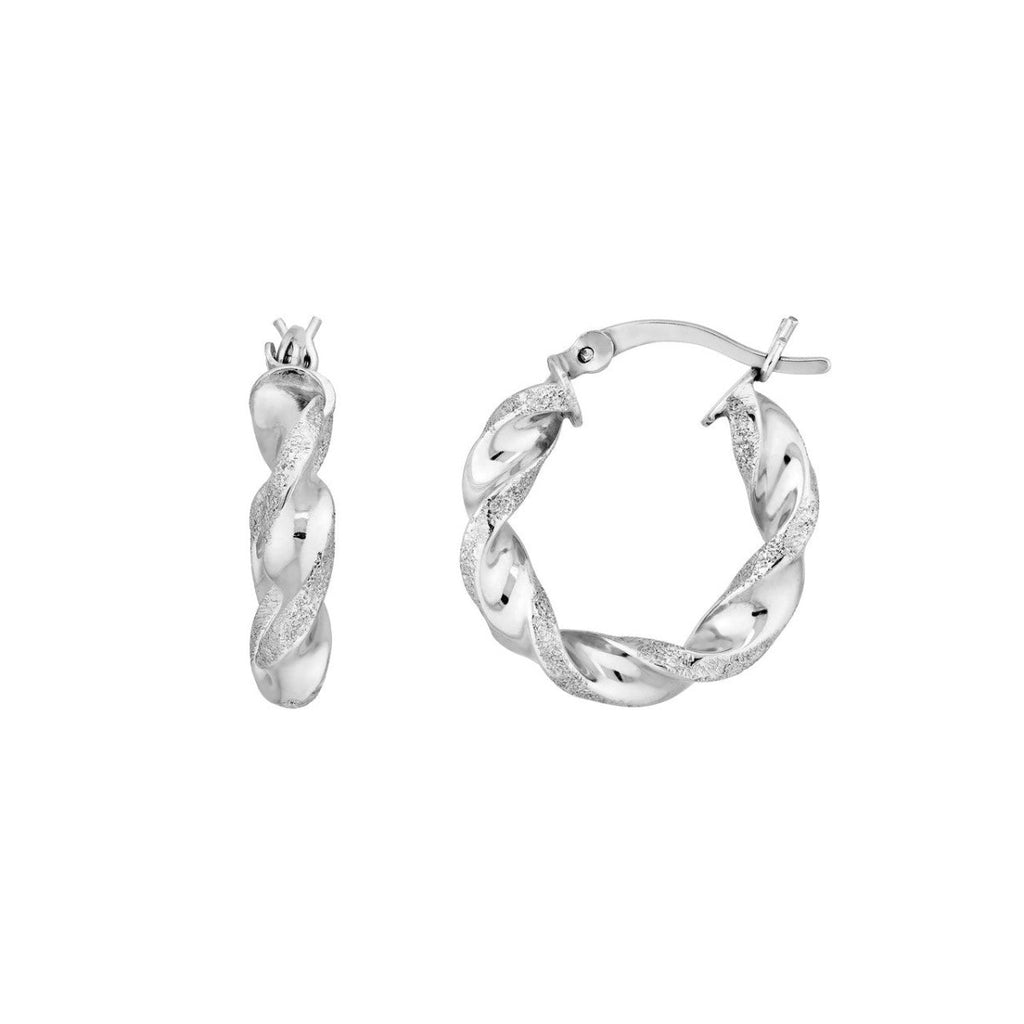 Mid - Weight Twist Medium Hoop Earrings in Sterling Silver - MJ Christensen Diamonds