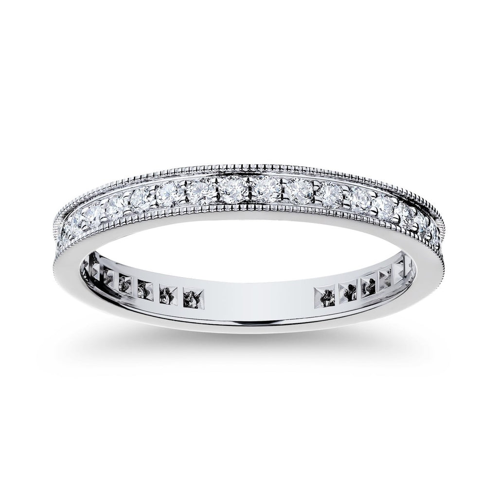 Milgrain Channel Set Diamond Eternity Band in Platinum (0.56ctw) - MJ Christensen Diamonds