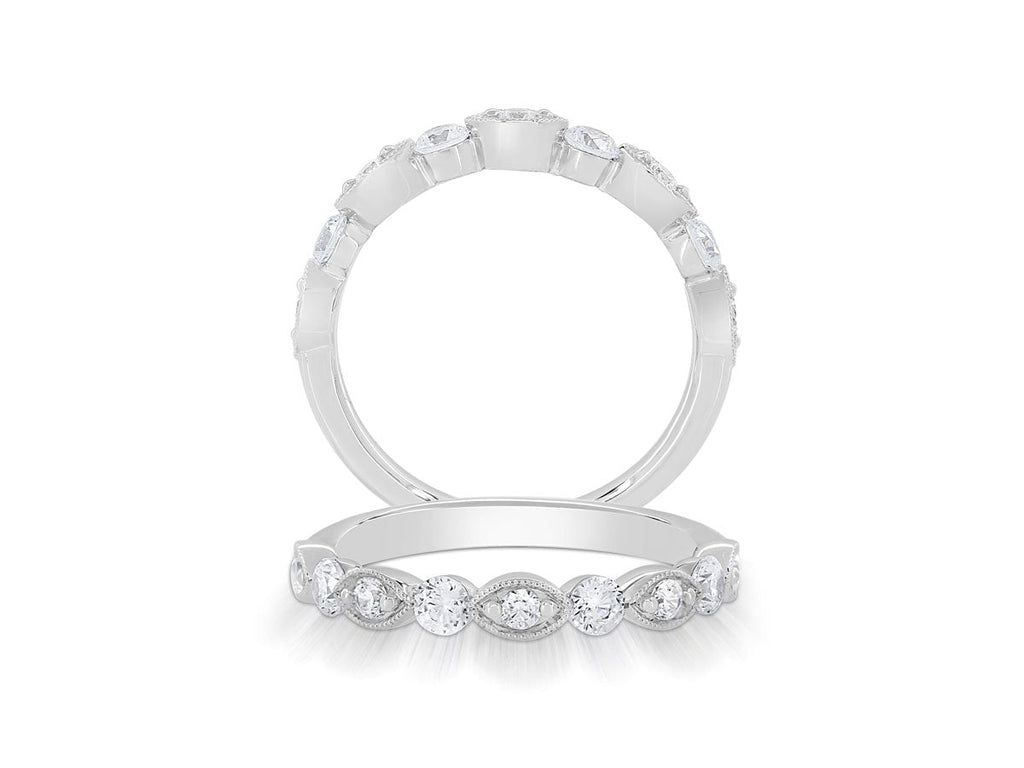 Milgrain Diamond Anniversary Band in 14K White Gold (0.50ctw) - MJ Christensen Diamonds