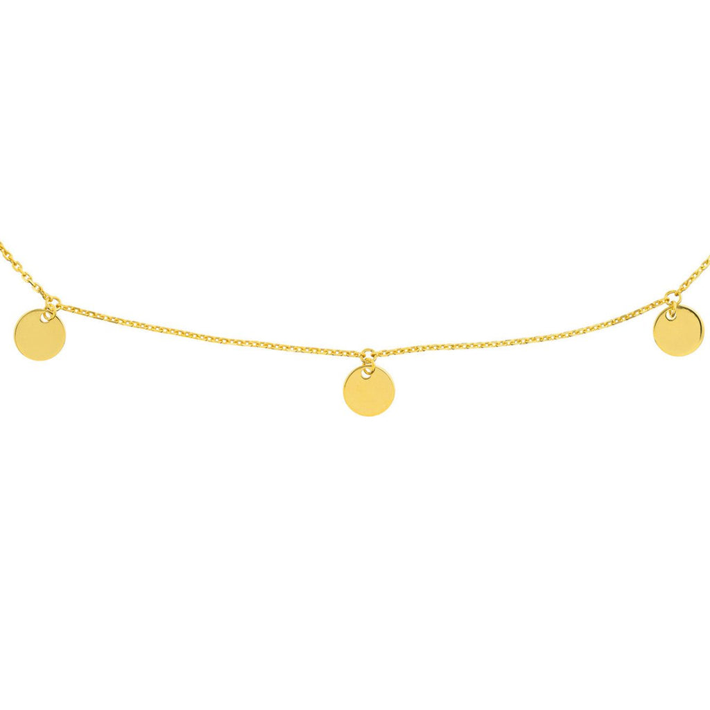 Mini Disk Dangle Anklet in 14K Yellow Gold (10") - MJ Christensen Diamonds