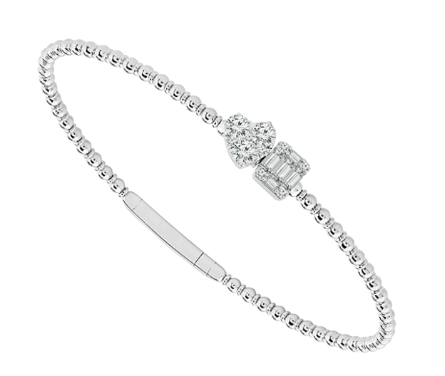 Multi - Shape Wire Flex Bangle in 14K White Gold (0.60ctw) - MJ Christensen Diamonds