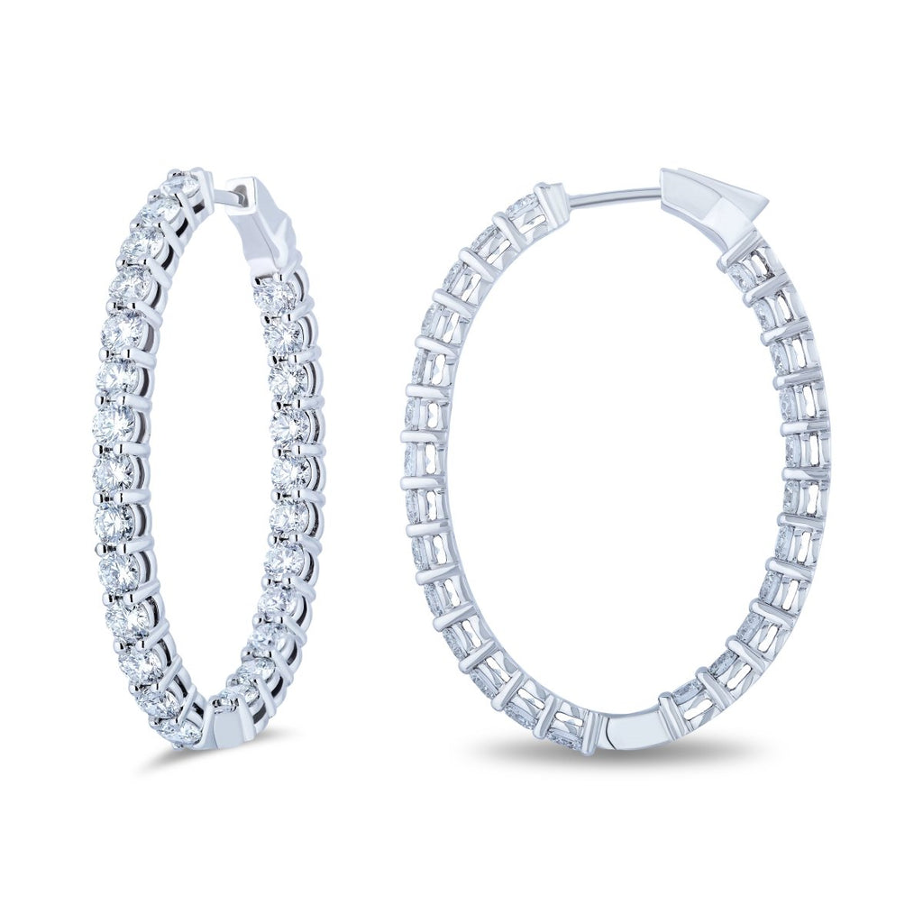 Oval Diamond Hoop Earrings in 18K White Gold (5.25ctw) - MJ Christensen Diamonds