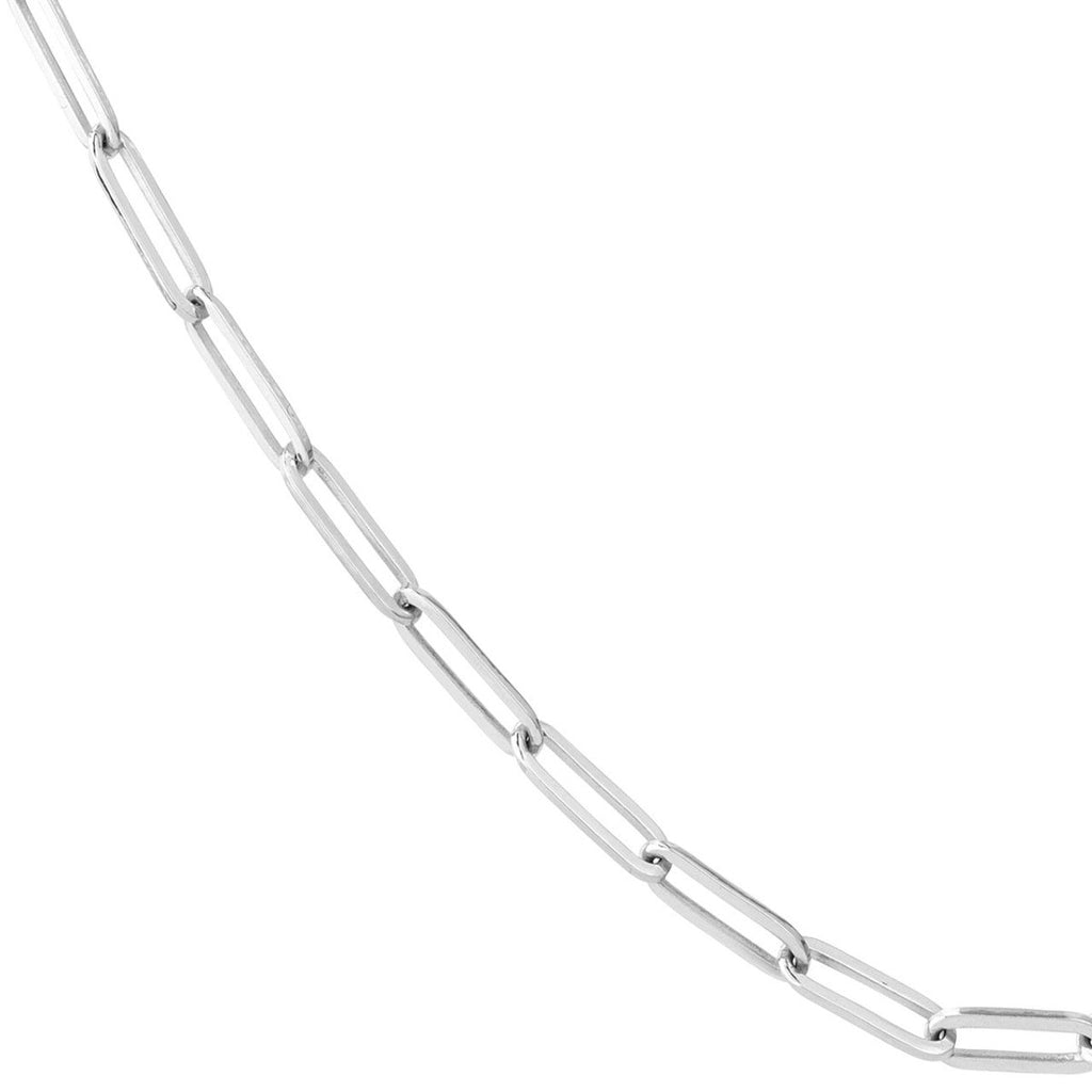 Paper Clip Chain Necklace in 14K White Gold - MJ Christensen Diamonds