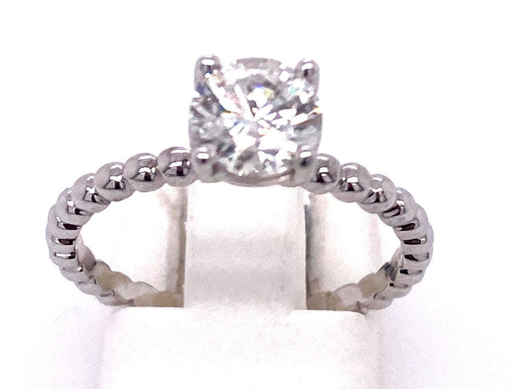 Peekaboo Solitaire Diamond Ring with 1.01ct Round Diamond in 18K White Gold (1.01ct) - MJ Christensen Diamonds