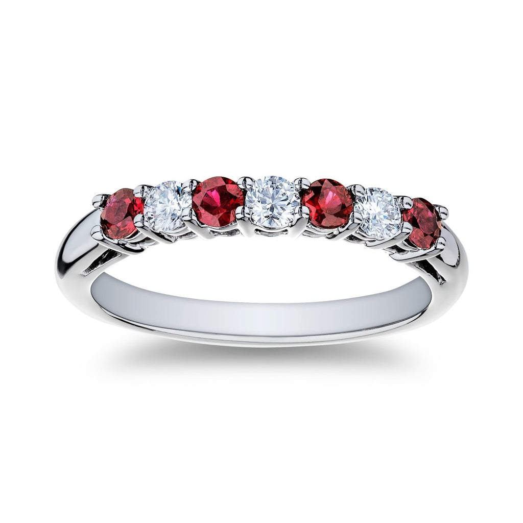 PLT Round Ruby and Round Diamond Band in Platinum (0.66tcw) - MJ Christensen Diamonds