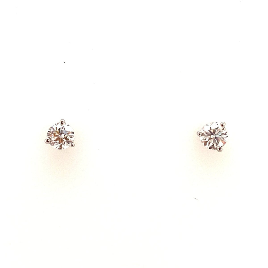Princess Cut Diamond Three - Prong Martini Stud Earrings (0.74ct) in Platinum - MJ Christensen Diamonds