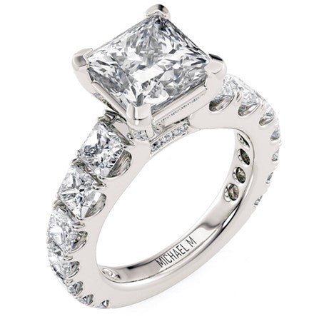PRN Diamond Hidden Halo Semi - Mount Engagement Ring in 18K White Gold (1.90ctw) - MJ Christensen Diamonds