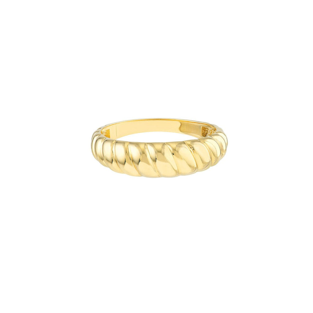 Ribbed Fashion Ring in 14K Yellow Gold - MJ Christensen Diamonds