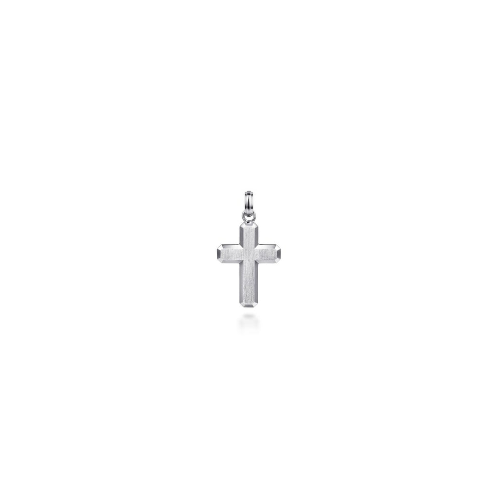 Satin Brush Cross Pendant in Sterling Silver - MJ Christensen Diamonds