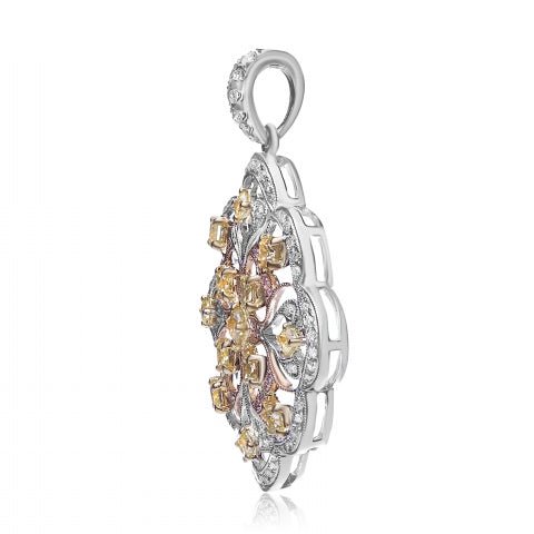 Scalloped Diamond Pendant Necklace in 18K White Gold (2.30ctw) - MJ Christensen Diamonds