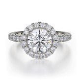 Semi - Mount Halo Engagement Ring in 18K White Gold (0.82tcw) - MJ Christensen Diamonds