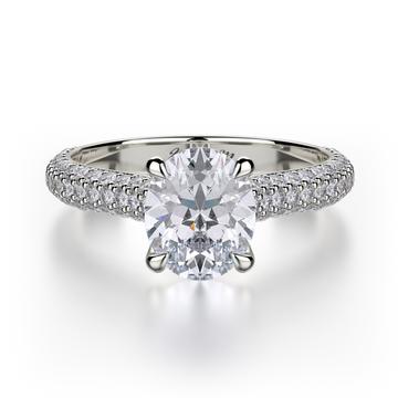 Semi - Mount Oval Diamond Engagement Ring in 18K White Gold (2.60tcw) - MJ Christensen Diamonds