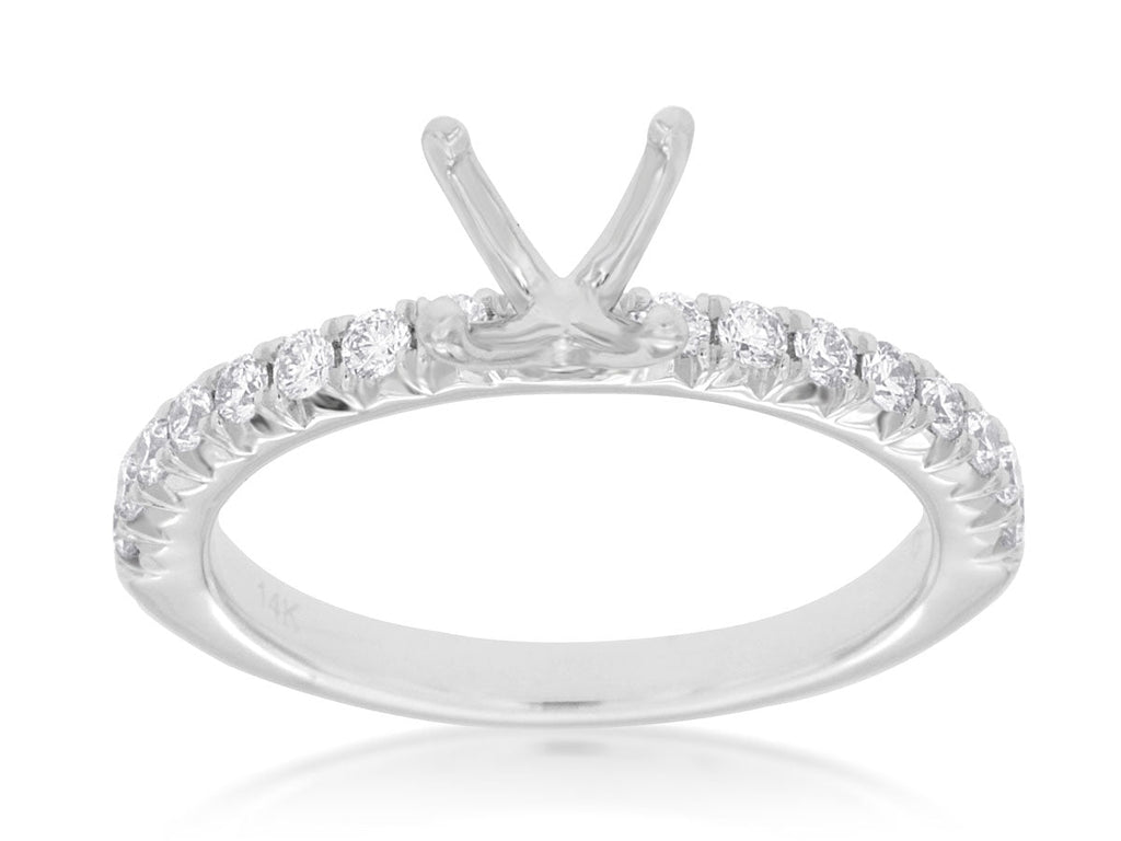 Semi - Mount Round Diamond Engagement Ring in 14K White Gold (.32ctw) - MJ Christensen Diamonds