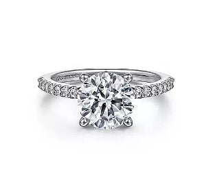 Semi - Mount Round Diamond Halo Engagement Ring in 14K White Gold (0.15ctw) - MJ Christensen Diamonds