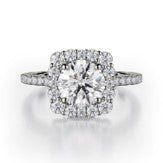 Semi - Mount Square Halo Engagement Ring in 18K White Gold (0.70ctw) - MJ Christensen Diamonds