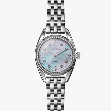 Shinola 30.5mm Mother of Pearl Derby Watch in Stainless Steel - MJ Christensen Diamonds