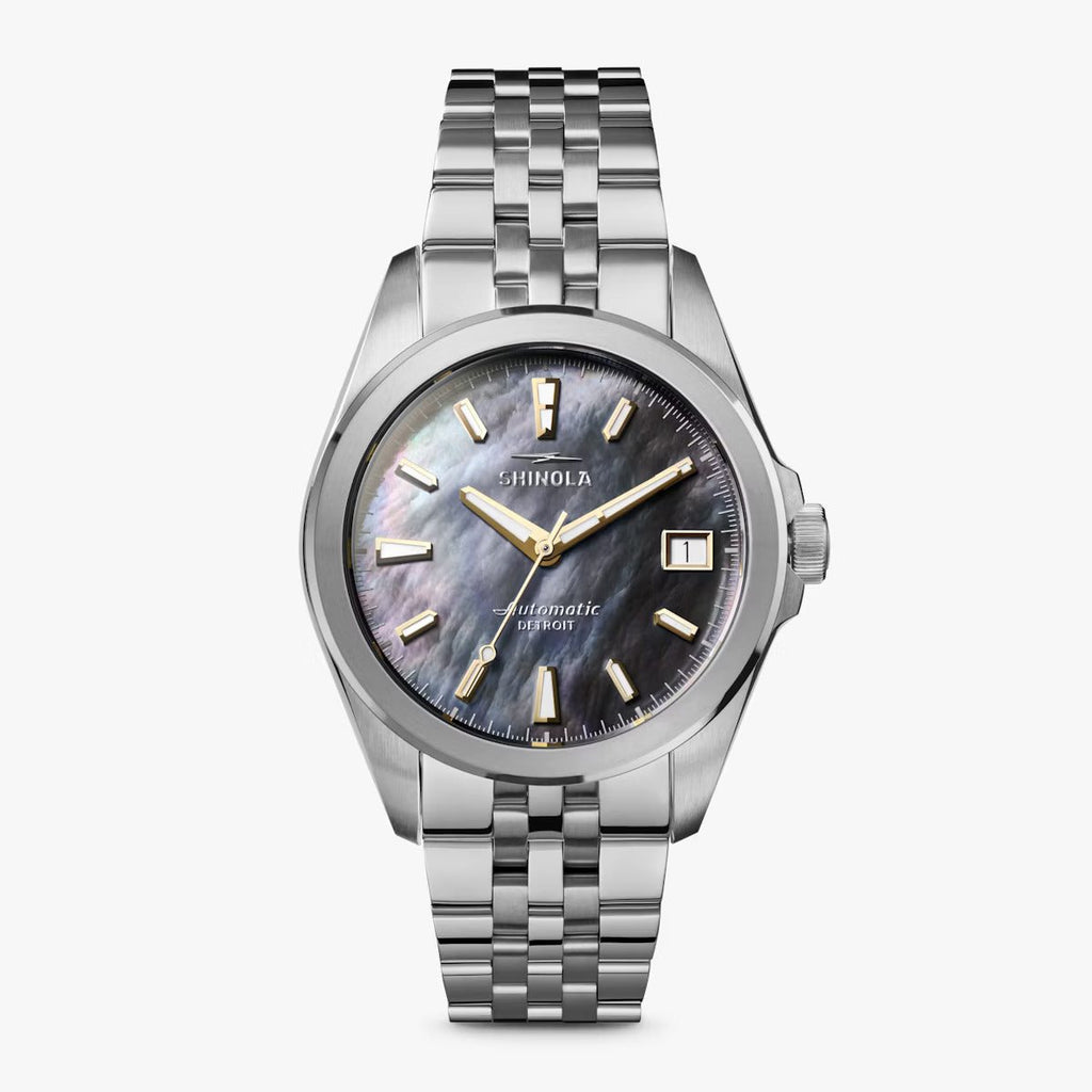 Shinola 36mm Gray MOP Monster Circadian Watch in Stainless Steel - MJ Christensen Diamonds