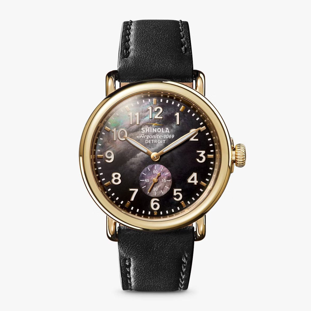 Shinola 41mm Black Mother of Pearl Face Men's Watch in Stainless Steel - MJ Christensen Diamonds