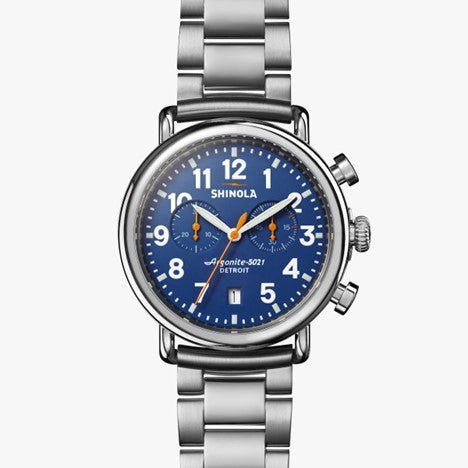 Shinola 41mm Blue Runwell 2 Eye Chrono Watch in Stainless Steel - MJ Christensen Diamonds