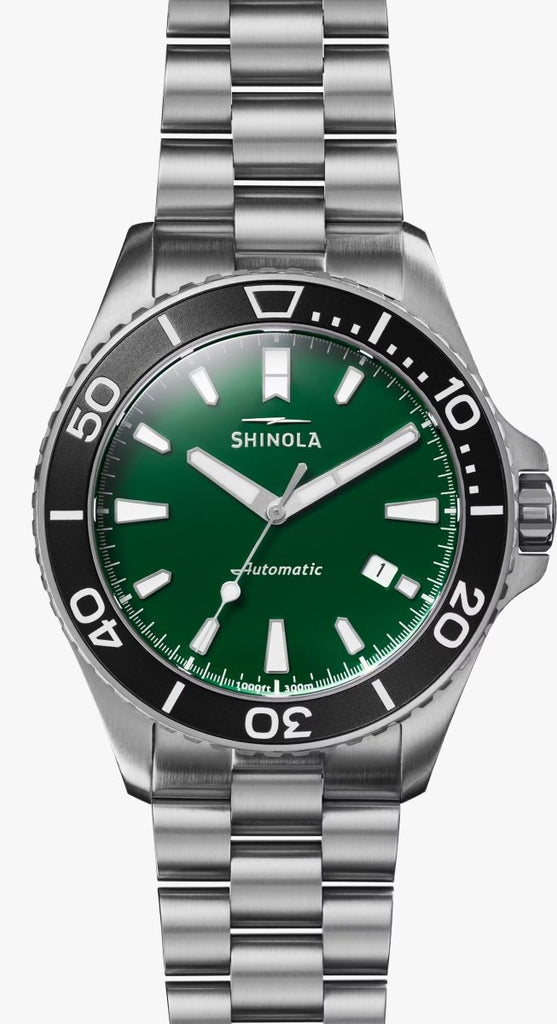 Shinola 43mm Monster Green Dial Men's Watch in Stainless Steel - MJ Christensen Diamonds