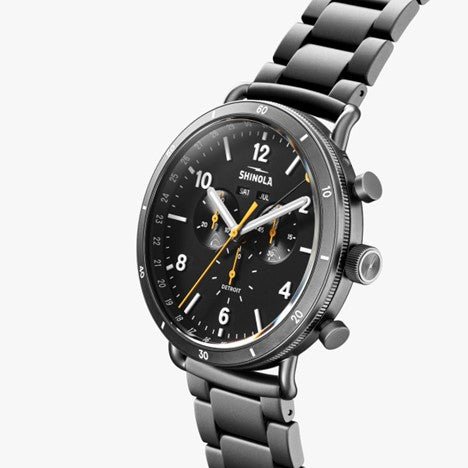 Shinola Canfield Sport 45mm Black Dial Gunmetal Watch - MJ Christensen Diamonds