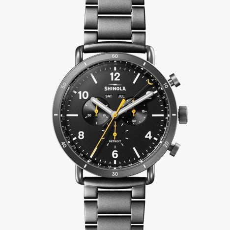 Shinola Canfield Sport 45mm Black Dial Gunmetal Watch - MJ Christensen Diamonds
