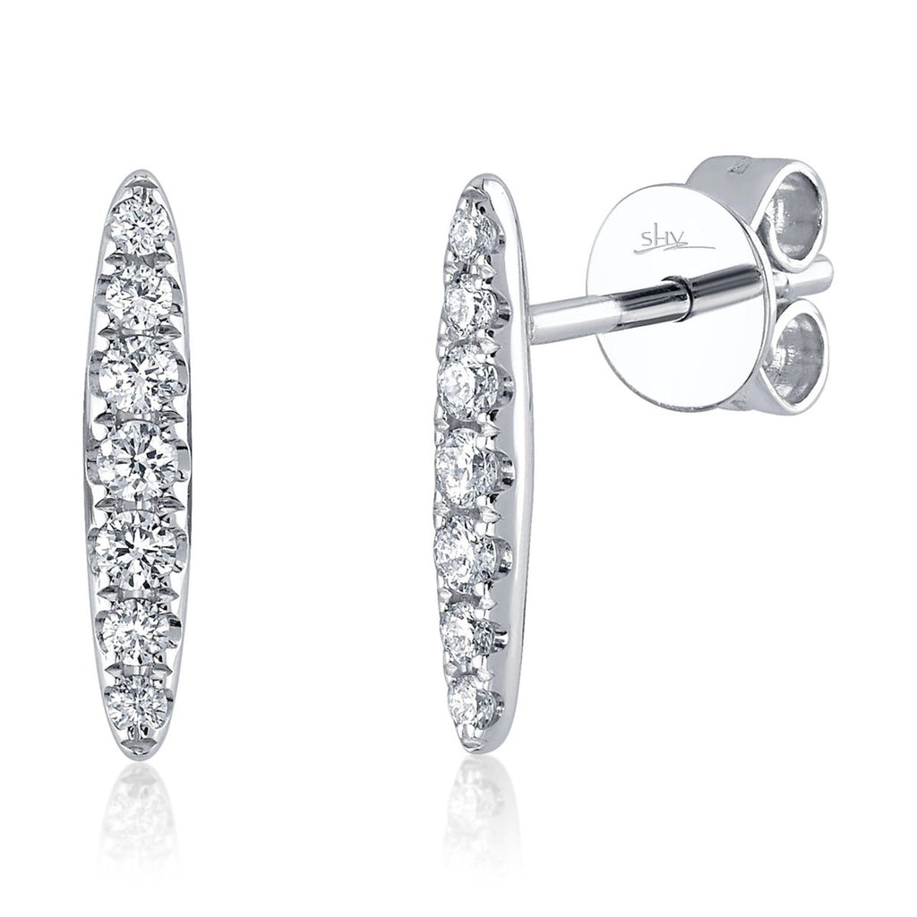 SHY Creation Bar Diamond Stud Earrings in 14K White Gold (0.19ctw) - MJ Christensen Diamonds