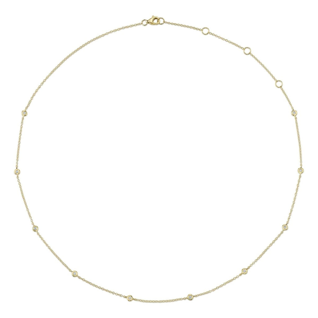 SHY Creation Bezel Set 10 Stone Necklace in 14K Yellow Gold (0.12ctw) - MJ Christensen Diamonds