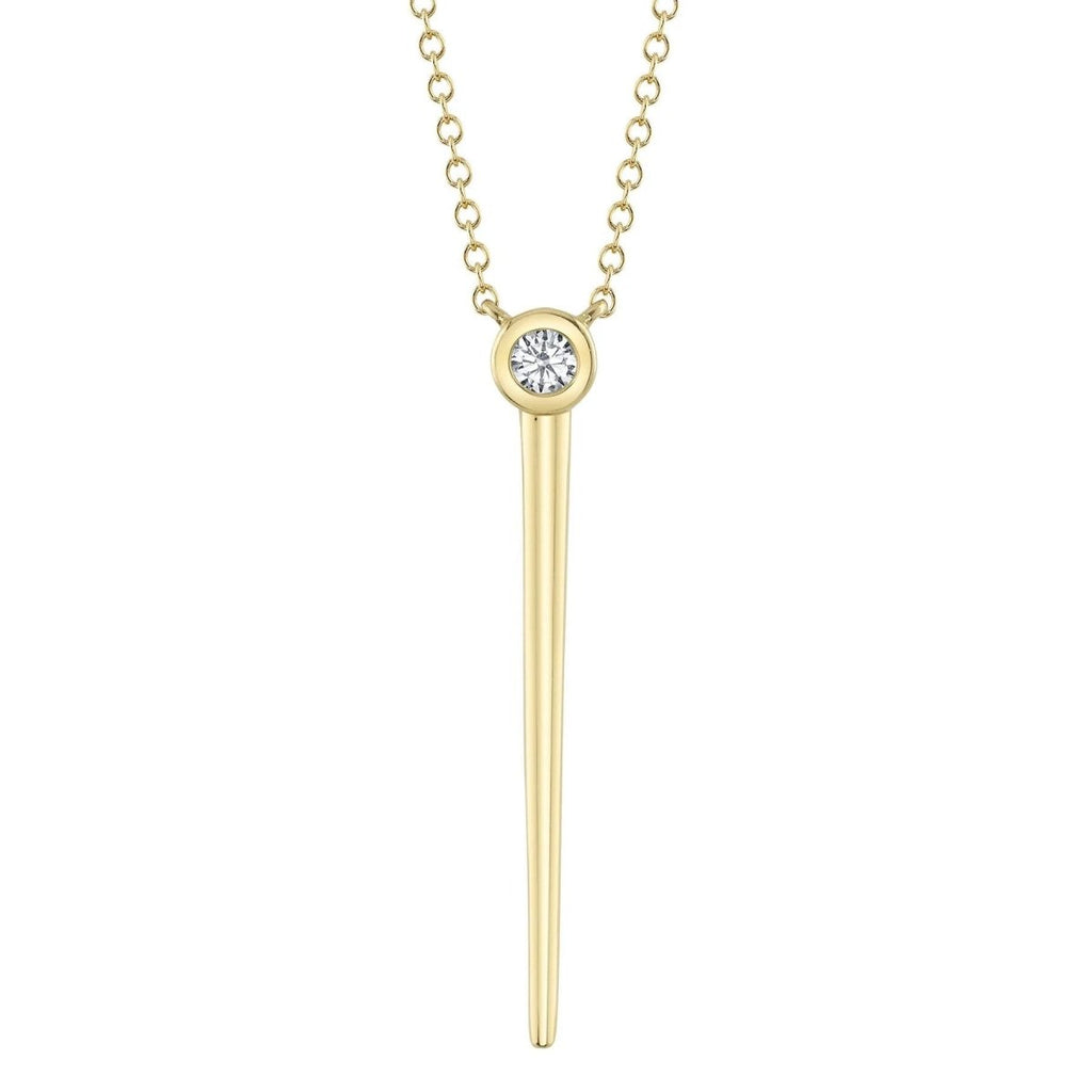 SHY Creation Bezel Spike Dangle Pendant with 0.08ct Diamond in 14K Yellow Gold (0.08ct) - MJ Christensen Diamonds