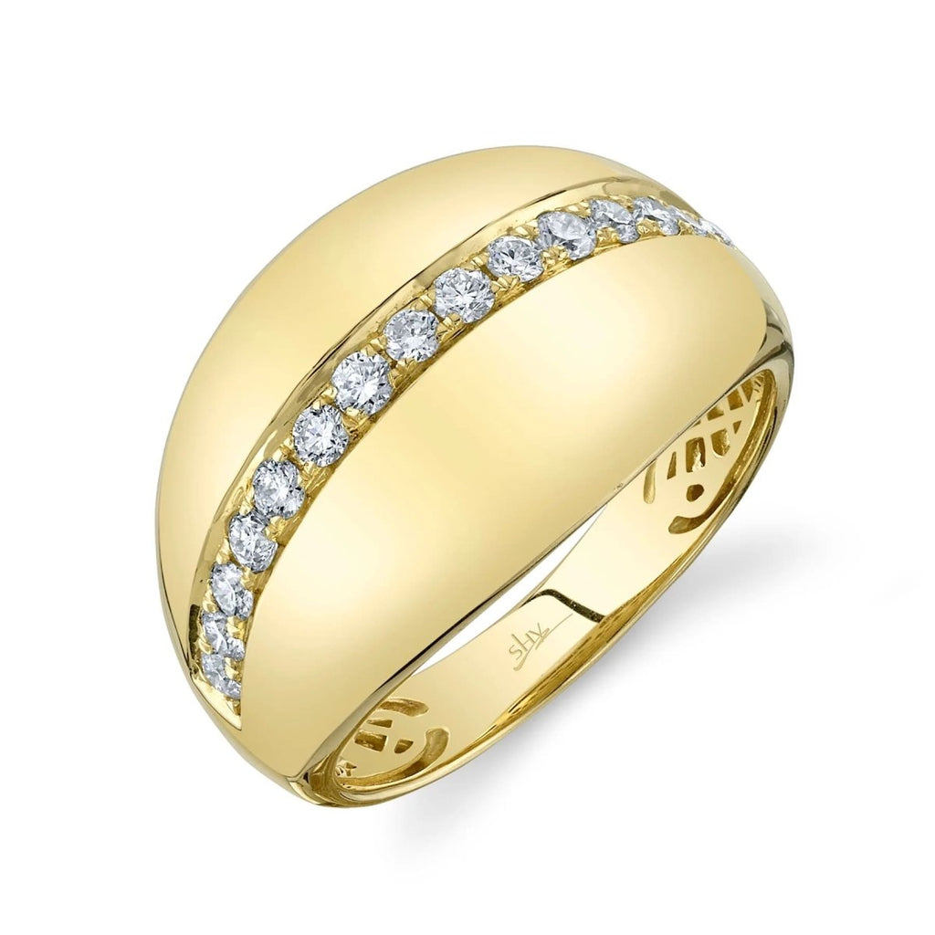 SHY Creation Channel Puff Dome Diamond Ring in 14K Yellow Gold (0.43ctw) - MJ Christensen Diamonds