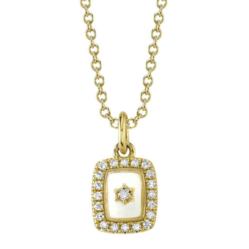 SHY Creation Diamond and Sapphire Halo Star Pendant in 14K Yellow Gold (0.07ctw) - MJ Christensen Diamonds