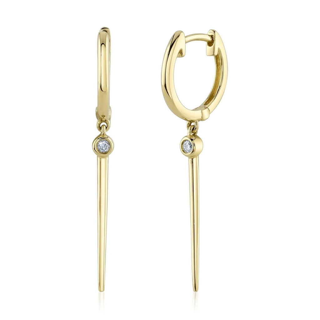 SHY Creation Diamond Bezel Spike Dangle Earrings in 14K Yellow Gold (0.04ctw) - MJ Christensen Diamonds