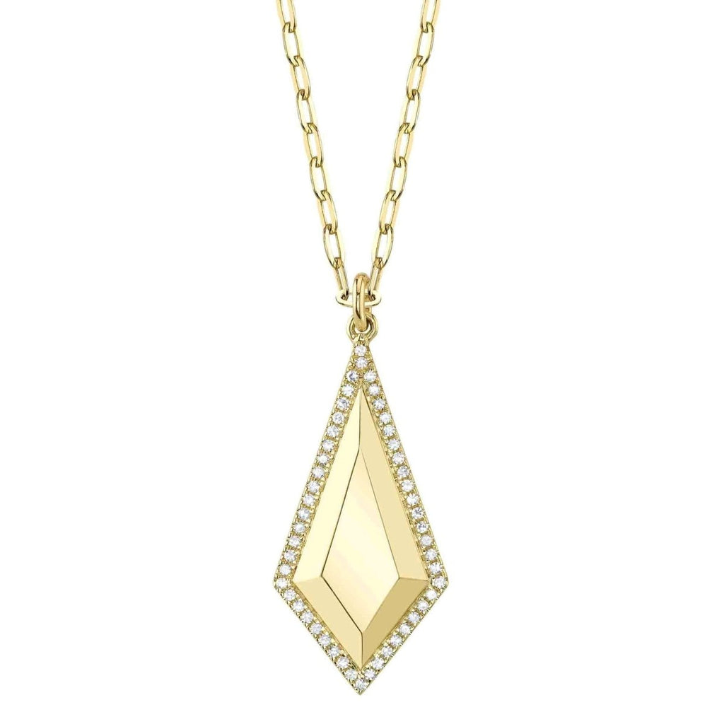 SHY Creation Diamond Halo Kite Paper Clip Pendant in 14K Yellow Gold (0.13ctw) - MJ Christensen Diamonds