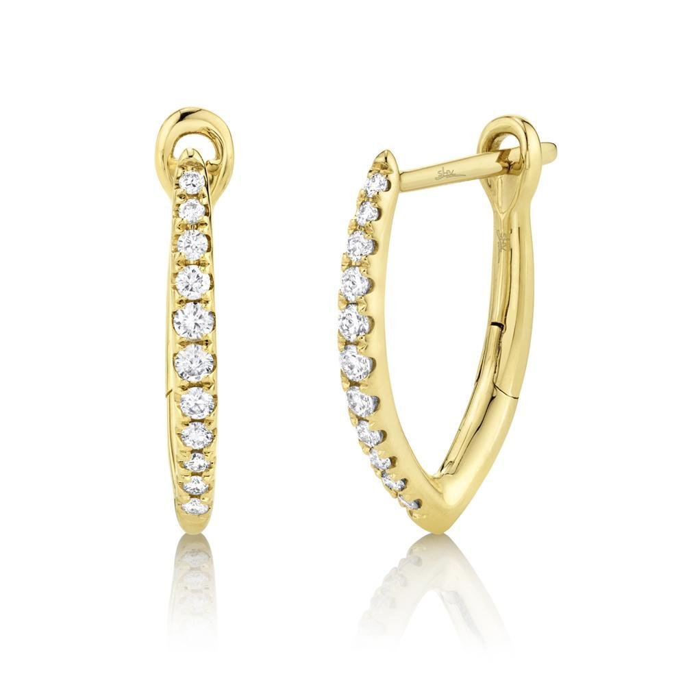 SHY Creation Diamond Small Hoop Earrings in 14K Yellow Gold (0.15ctw) - MJ Christensen Diamonds