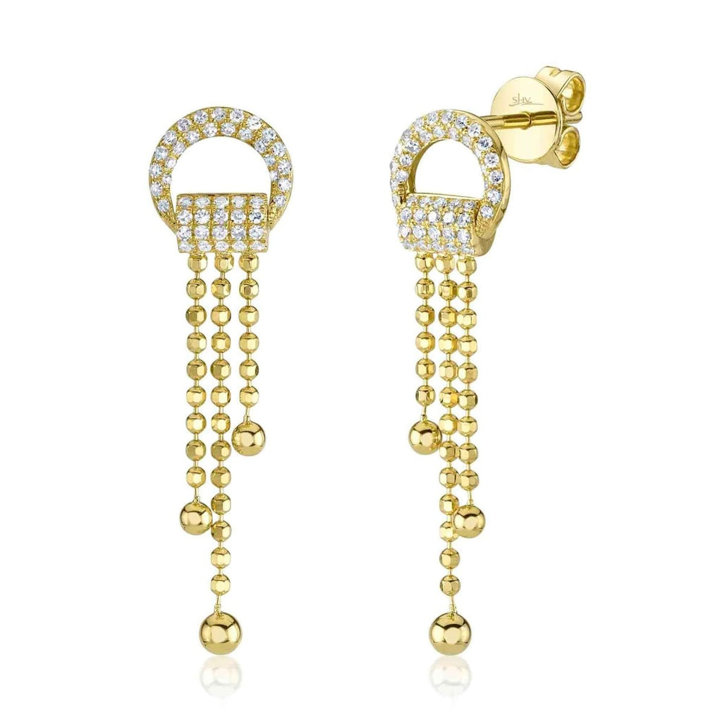 SHY Creation Faceted Ballchain Fringe Stud Earrings in 14K Yellow Gold (0.23ctw) - MJ Christensen Diamonds